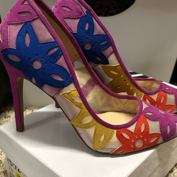 Jessica Simpson Vibrant Pink and Blue Heels - Picture 1 of 7
